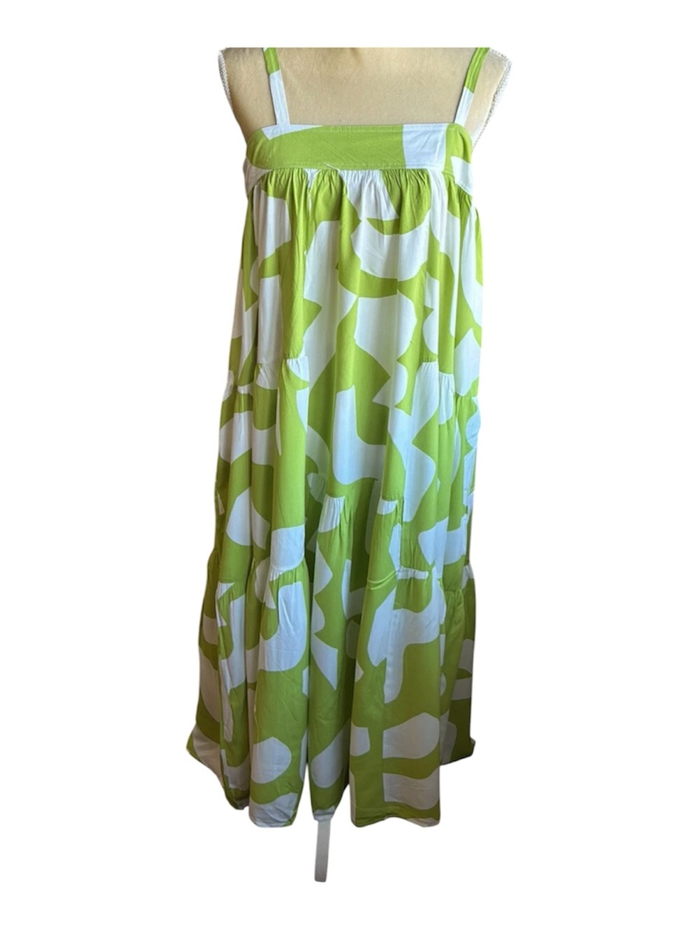 Anthropologie Abel the Label Bright Citron Abstract Tiered Maxi Dress EUC Size S - Picture 6 of 6